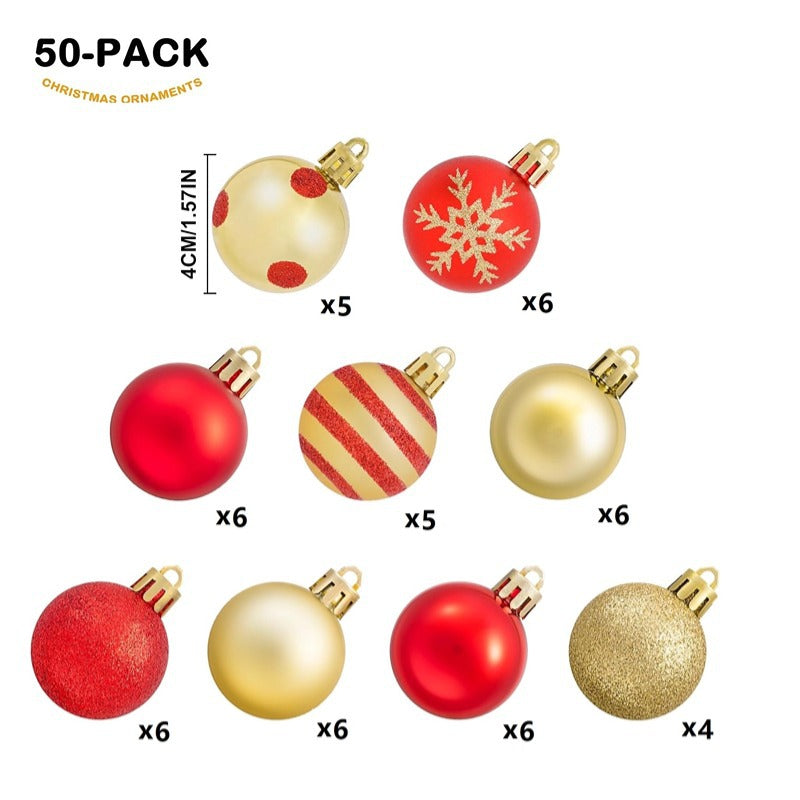 Cross border new Christmas decorations Christmas tree pendant 4cm Christmas ball 70 Christmas decoration plastic ball charm