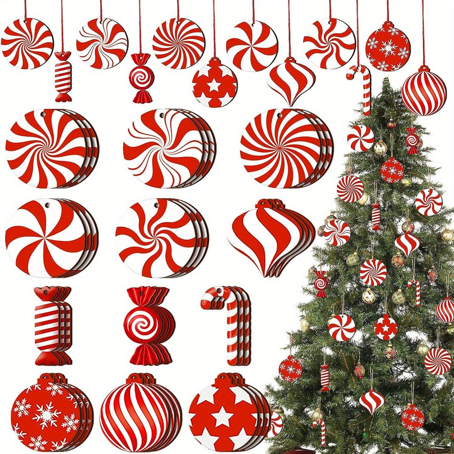 24 Piece Crutch Candy Christmas Decoration Christmas Tree Ornament Christmas Tree Carving Cane Candy Mint Christmas