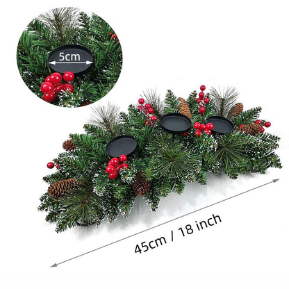 christmas candle holder simulation holly fruit red fruit pine needle 3 hole candle holder candle cup decoration christmas candle holder wholesale