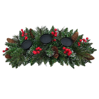 christmas candle holder simulation holly fruit red fruit pine needle 3 hole candle holder candle cup decoration christmas candle holder wholesale