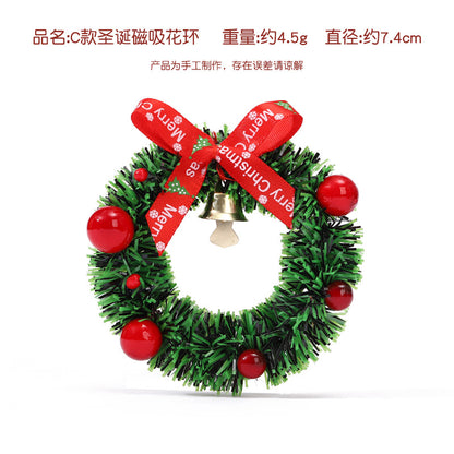 Christmas decoration magnetic wreath simulation Christmas wreath mini magnetic fridge magnet festive atmosphere decoration supplies