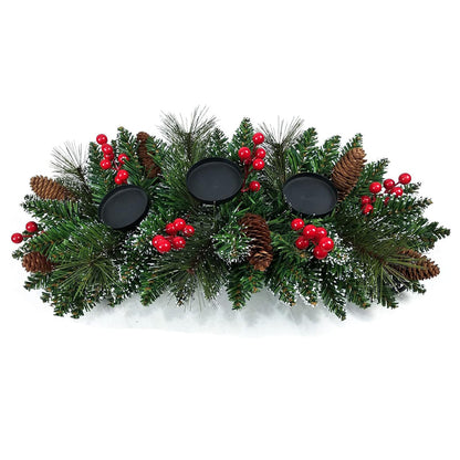 christmas candle holder simulation holly fruit red fruit pine needle 3 hole candle holder candle cup decoration christmas candle holder wholesale
