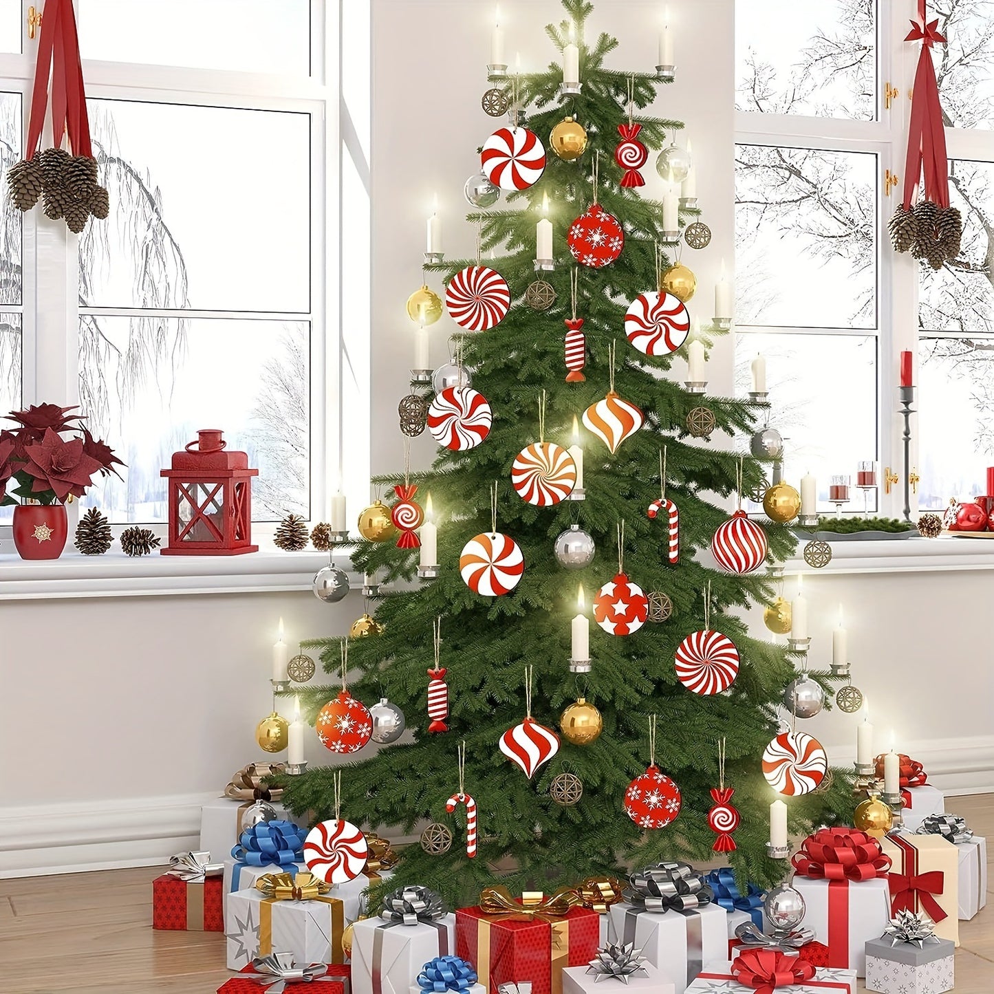 24 Piece Crutch Candy Christmas Decoration Christmas Tree Ornament Christmas Tree Carving Cane Candy Mint Christmas