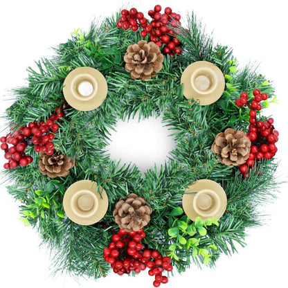 christmas candle holder simulation holly fruit red fruit pine needle 3 hole candle holder candle cup decoration christmas candle holder wholesale