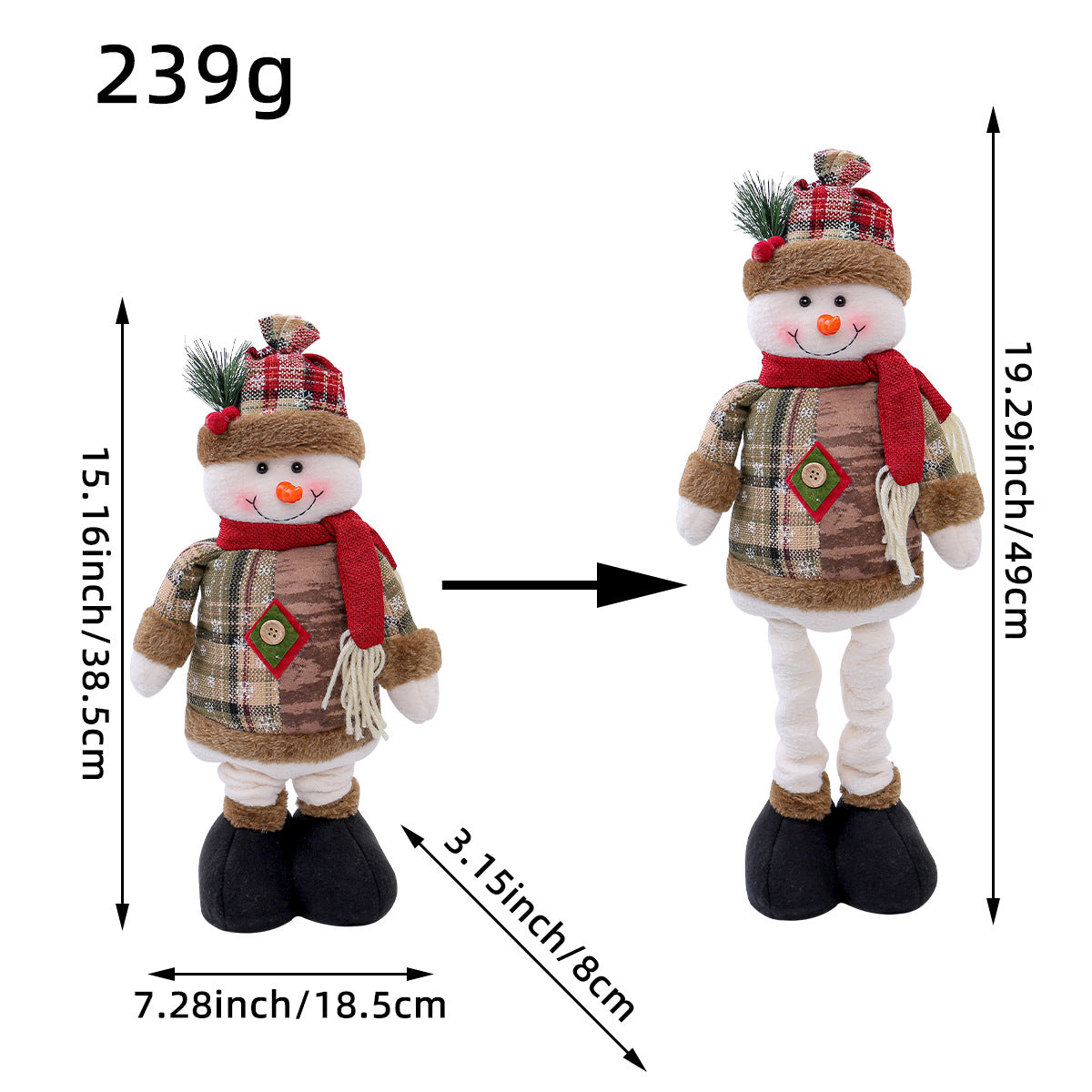 A variety of Christmas standing telescopic dolls Hotel window Christmas snowman elk doll doll decorative ornaments