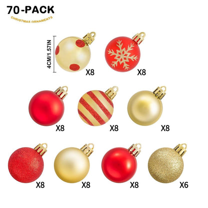 Cross border new Christmas decorations Christmas tree pendant 4cm Christmas ball 70 Christmas decoration plastic ball charm