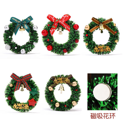 Christmas decoration magnetic wreath simulation Christmas wreath mini magnetic fridge magnet festive atmosphere decoration supplies