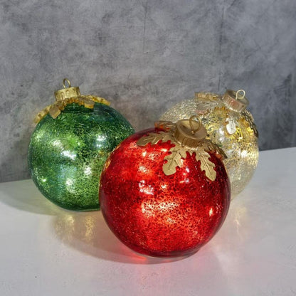 Cross-border New LumaBase Battery Powered Glass Tabletop Christmas Ornaments Set of 3
