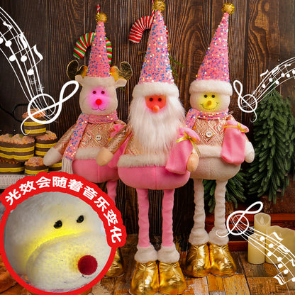 A variety of Christmas standing telescopic dolls Hotel window Christmas snowman elk doll doll decorative ornaments