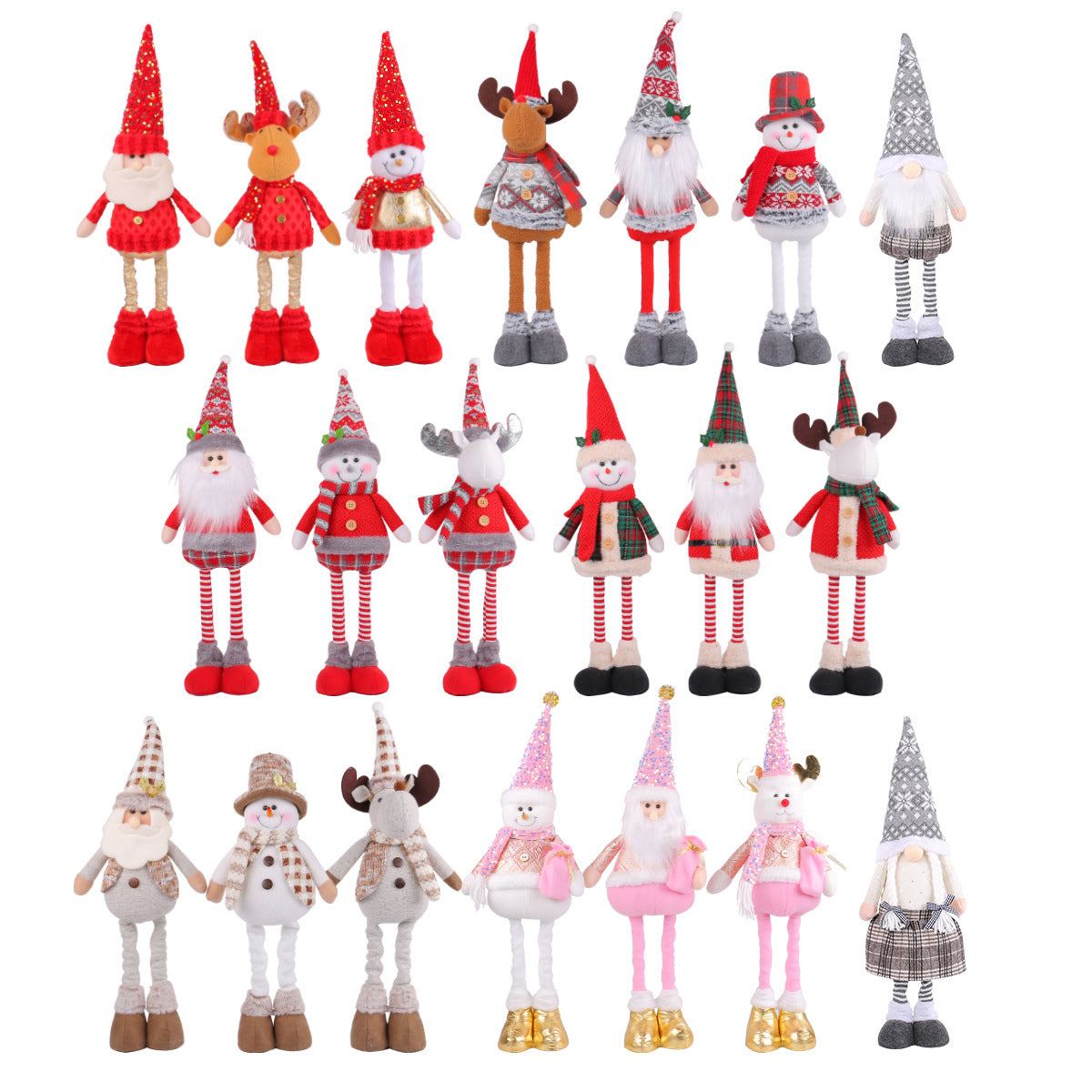 A variety of Christmas standing telescopic dolls Hotel window Christmas snowman elk doll doll decorative ornaments