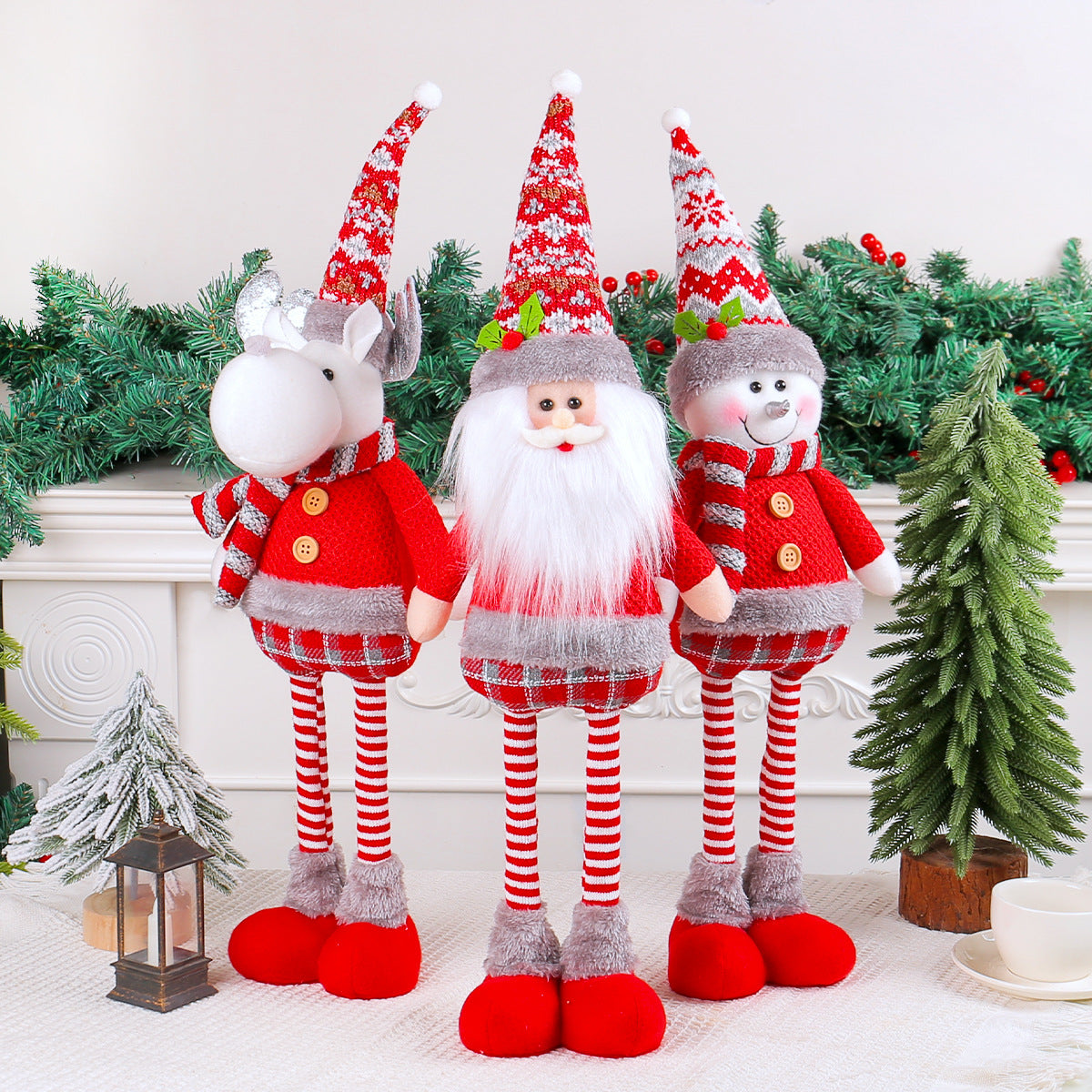 A variety of Christmas standing telescopic dolls Hotel window Christmas snowman elk doll doll decorative ornaments