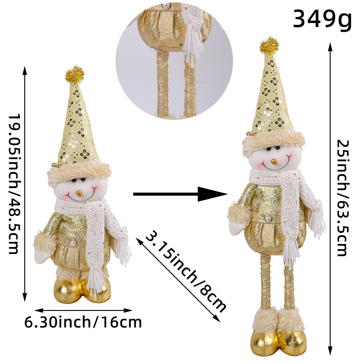 A variety of Christmas standing telescopic dolls Hotel window Christmas snowman elk doll doll decorative ornaments