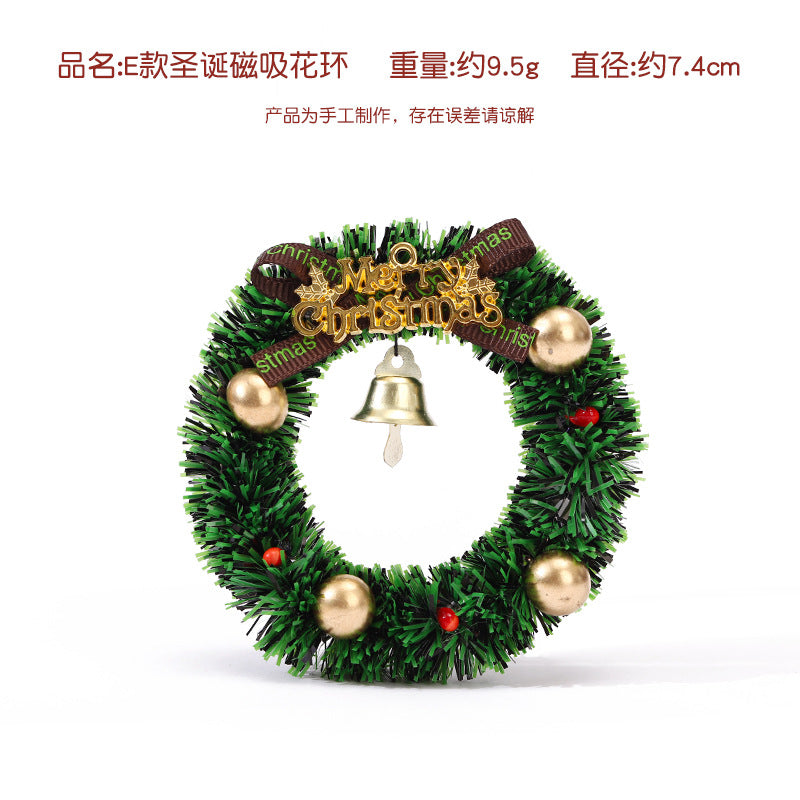 Christmas decoration magnetic wreath simulation Christmas wreath mini magnetic fridge magnet festive atmosphere decoration supplies