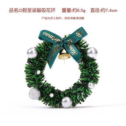 Christmas decoration magnetic wreath simulation Christmas wreath mini magnetic fridge magnet festive atmosphere decoration supplies