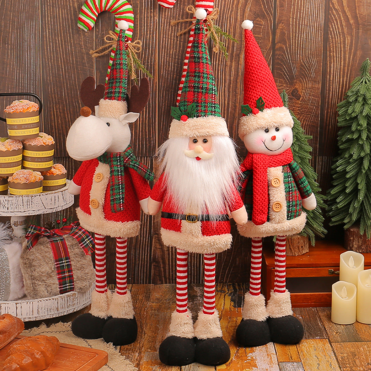 A variety of Christmas standing telescopic dolls Hotel window Christmas snowman elk doll doll decorative ornaments