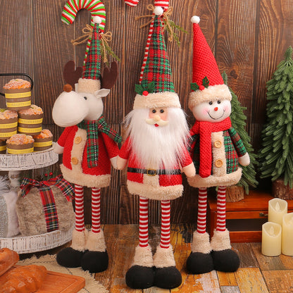 A variety of Christmas standing telescopic dolls Hotel window Christmas snowman elk doll doll decorative ornaments